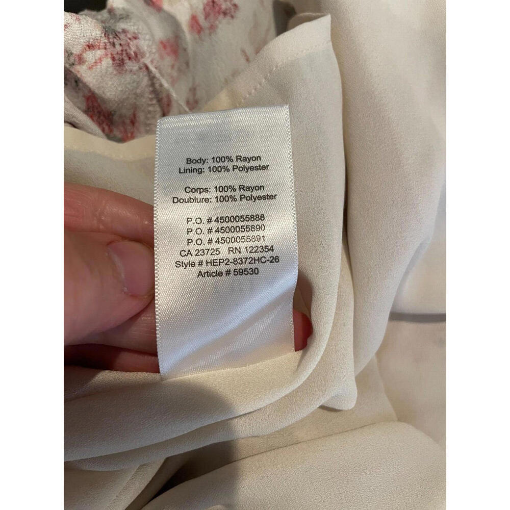 Aritzia Talula Cosimo Midi Dress Floral Open Cross Back Lined White Red Size 2 - Picture 7 of 7